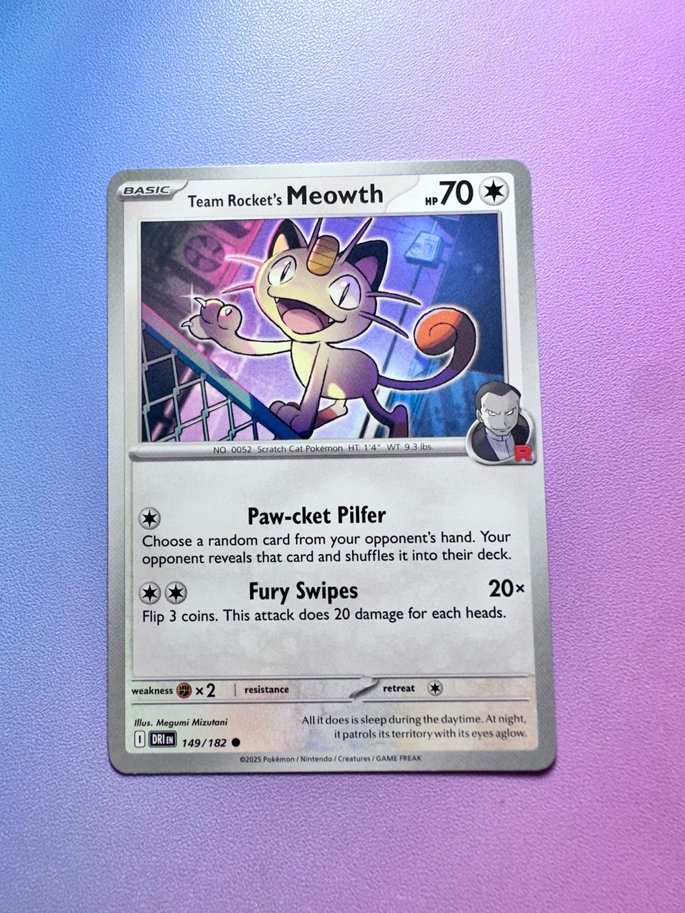 team rocket’s meowth - 149/182 (common) — pokemon: destined rivals